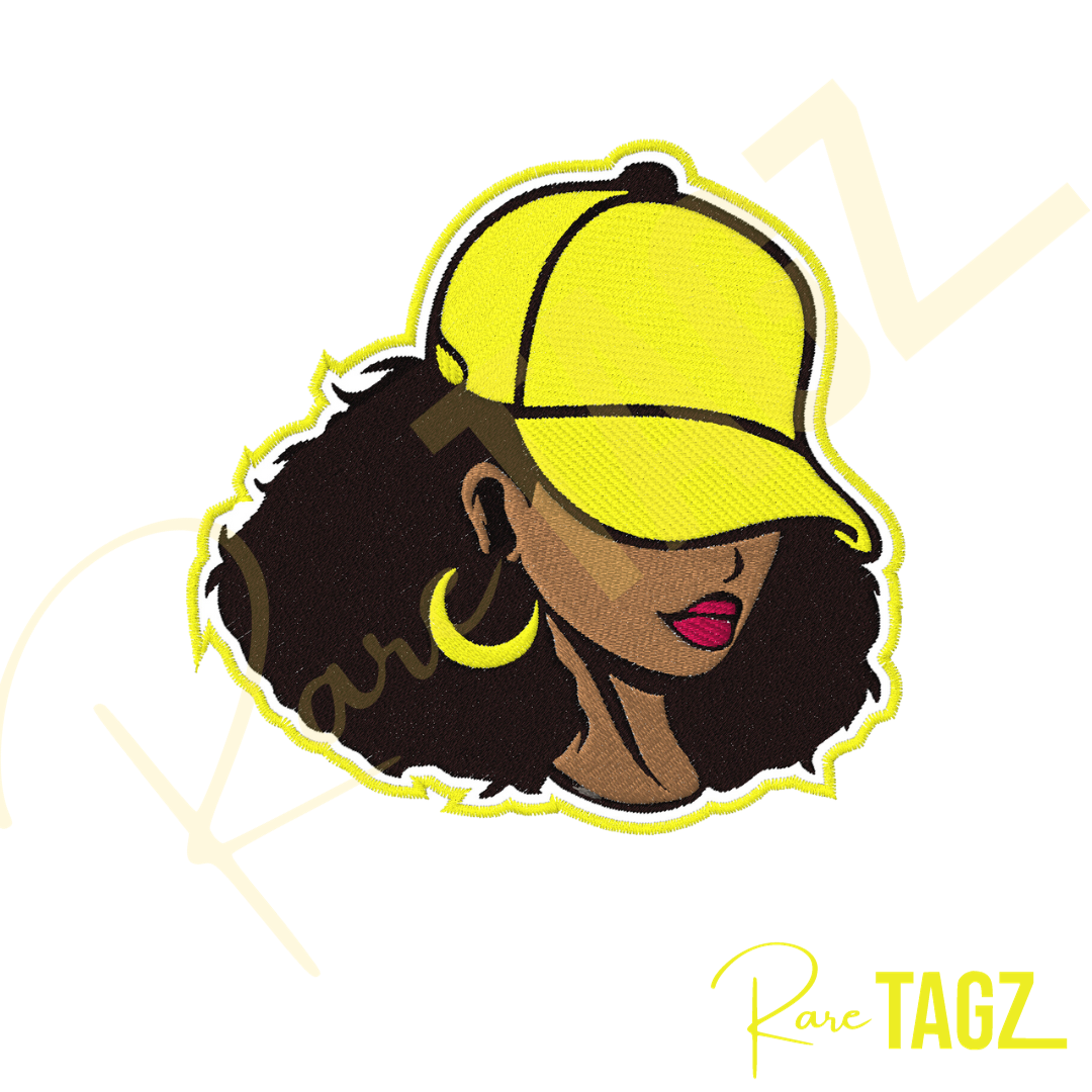 Baseball Hat Lady Embroidered Iron-on Patch