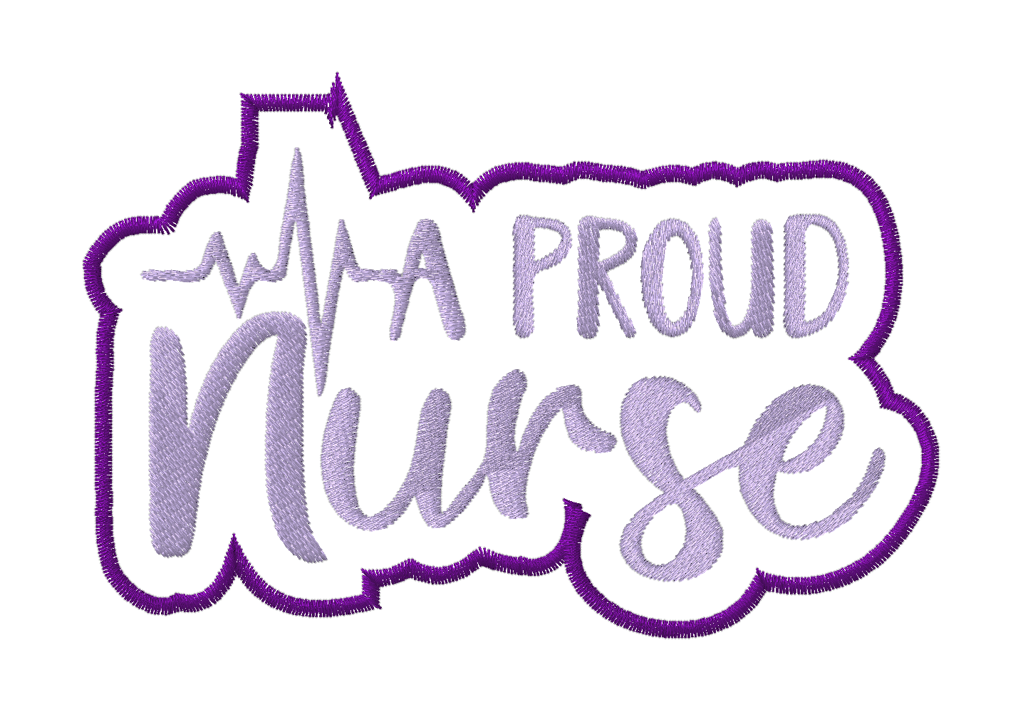 Purple nurse-themed embroidered iron-on patch set featuring six designs: 
Cool Nurse Club
A Proud Nurse
Nurse Fuel Coffee Cup
Nurse Cap 
Butterfly with Nurse script
Nurses Call the Shots phrase