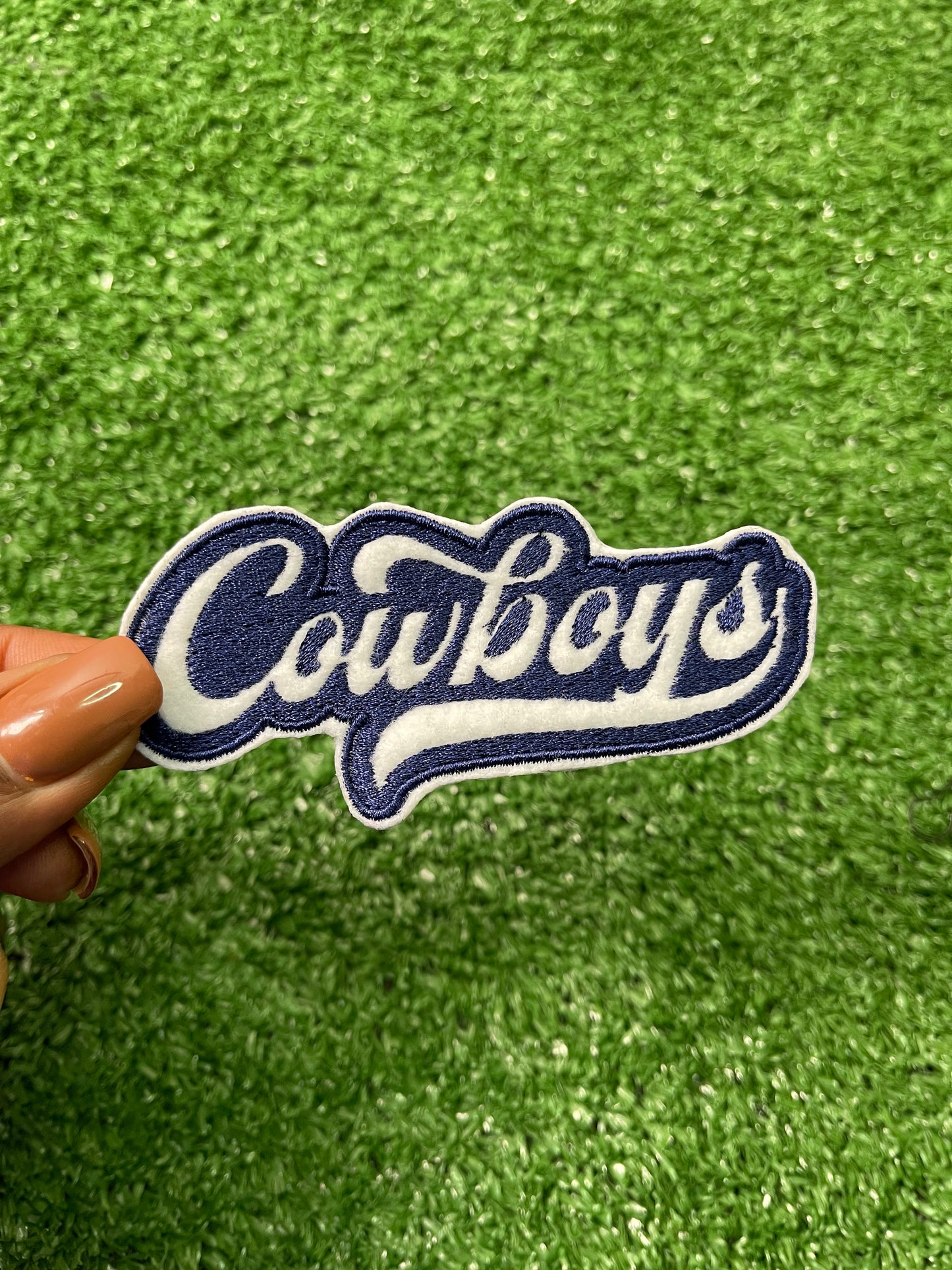 A set of Dallas Cowboys patches featuring the iconic star logo and the word cowboys. Perfect for customizing and showing off your Cowboys pride on jackets, trucker hats, or bags.