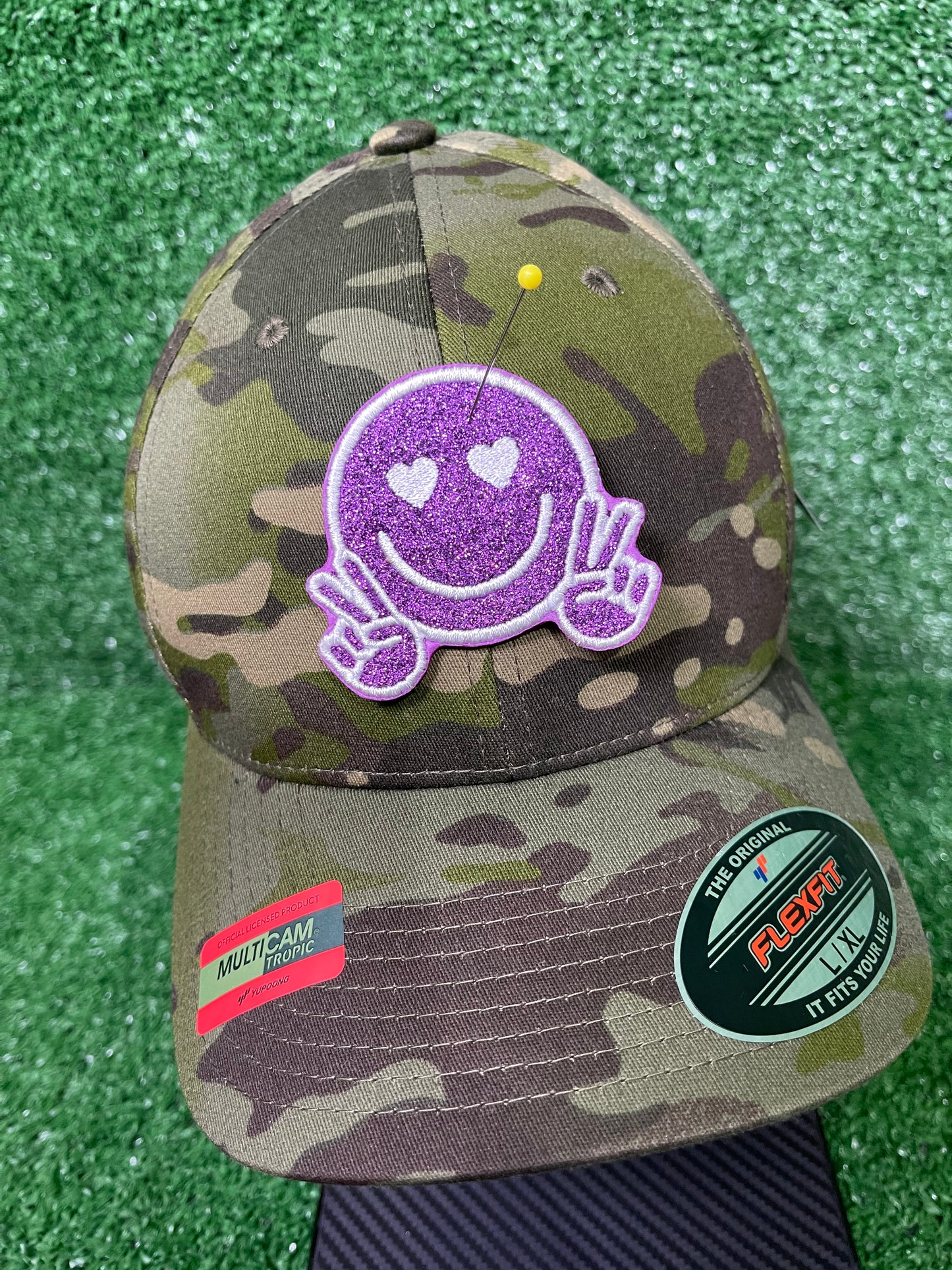 Smiley Face Glitter Iron-on Patch