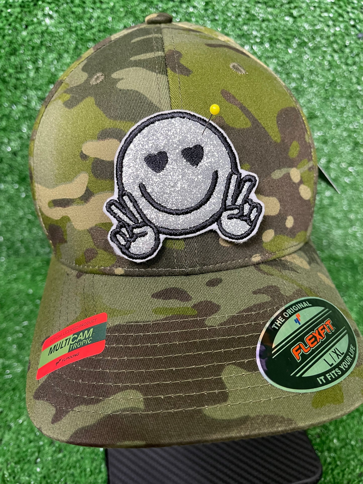 Smiley Face Glitter Iron-on Patch