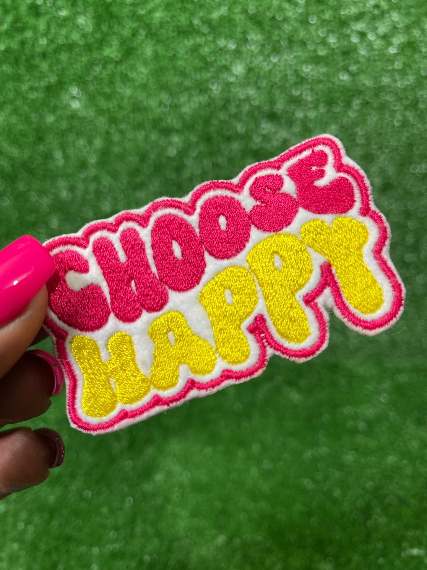 Choose Happy Iron-on Patch