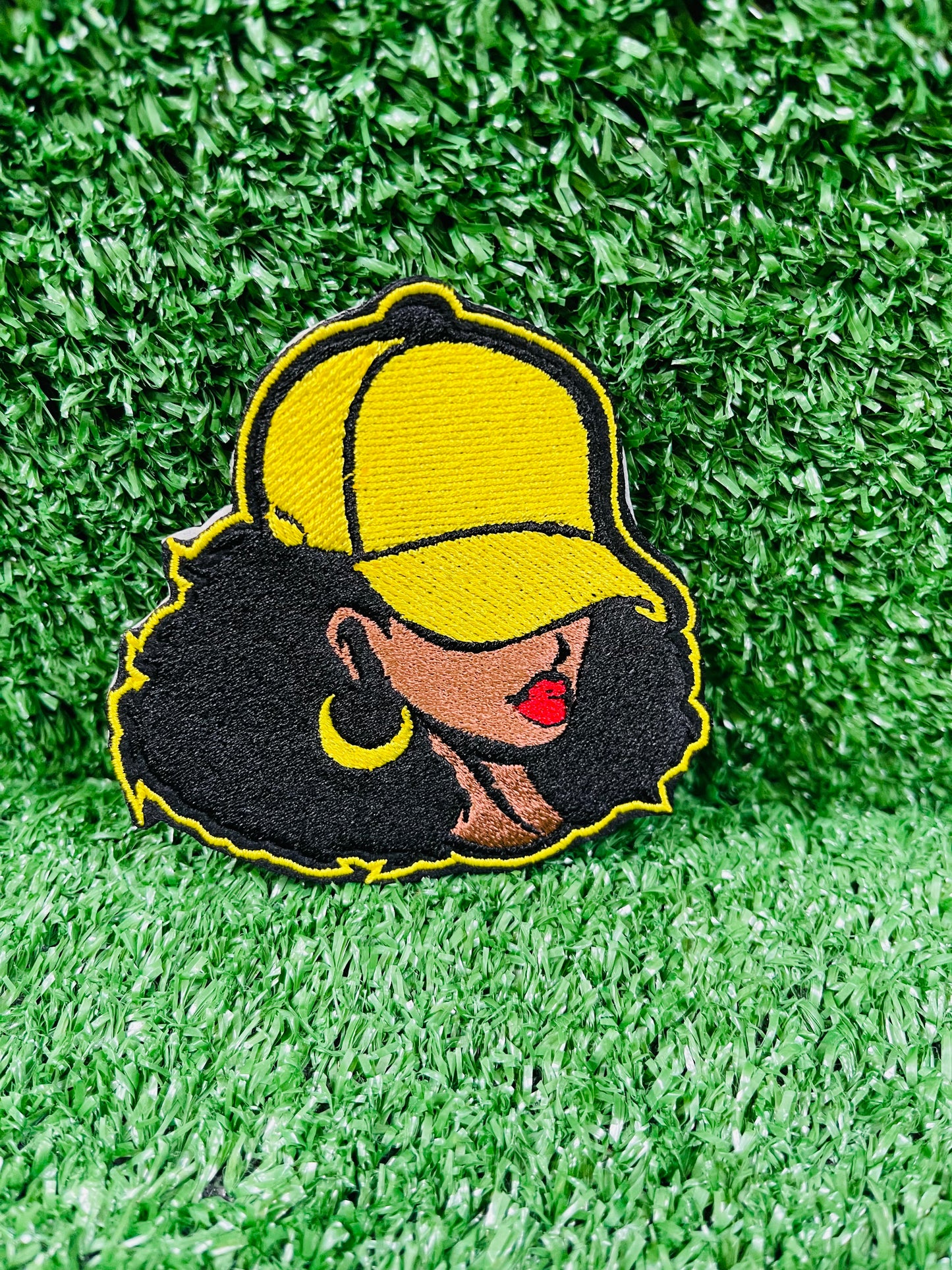 Baseball Hat Lady Embroidered Iron-on Patch