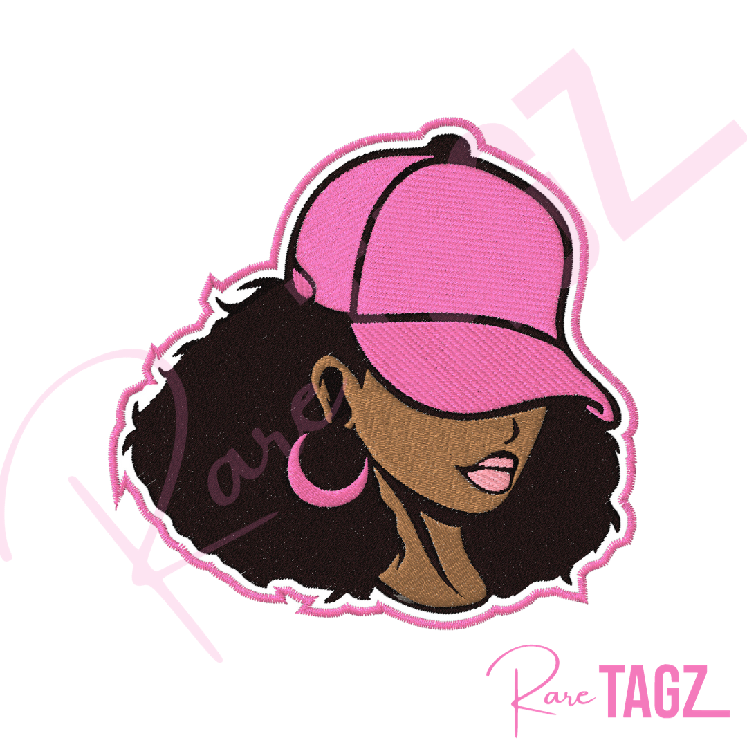 Baseball Hat Lady Embroidered Iron-on Patch