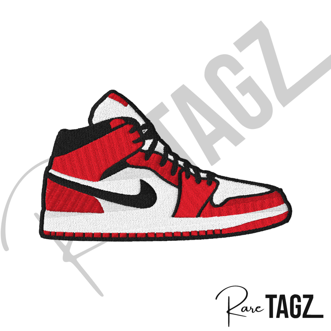 Embroidered iron on patch of a green and white nike style air Jordan sneaker with black accents designed by Rare Tagz.
Perfect for streetwear, sneakerheads, and DIY jackets or bag designs.