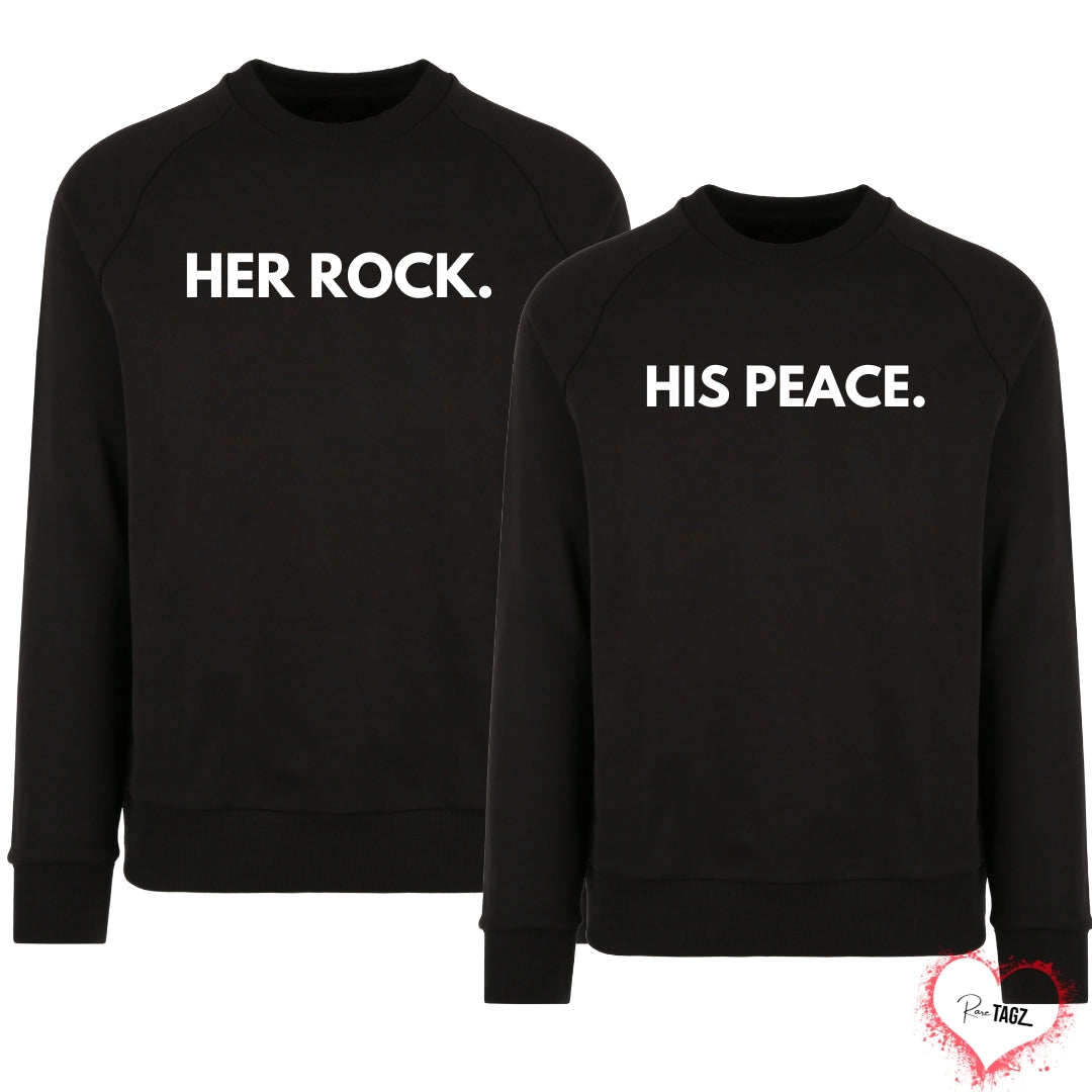 Her Rock & His Peace Couple Sweatshirts
