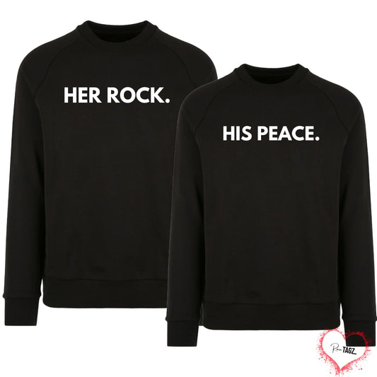 Her Rock & His Peace Couple Sweatshirts