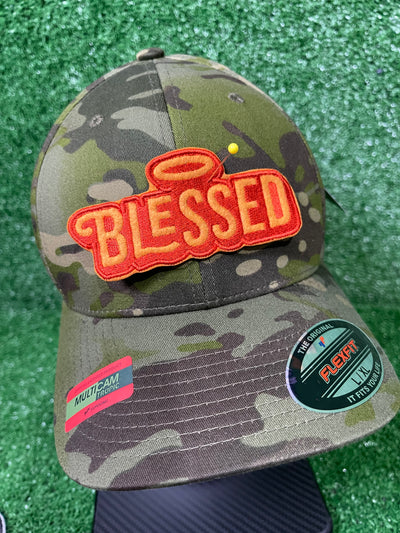 Elegant iron-on patch featuring the word 'Blessed' in stylish, cursive lettering. Perfect for adding a touch of positivity and inspiration to jackets, backpacks, hats, and other clothing items.