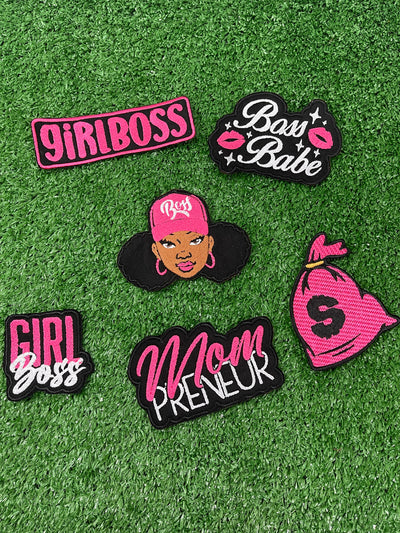 Boss Lady embroidered iron-on patch: A stylish patch with the words Boss.