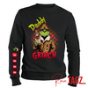 Customizable sweatshirt featuring a playful 'Daddy Grinch' design. The sweatshirt can be personalized with the names of children, making it a unique and festive piece. Perfect for dads looking to celebrate the holiday season with a touch of fun and personalization.