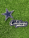 A set of Dallas Cowboys patches featuring the iconic star logo and the word cowboys. Perfect for customizing and showing off your Cowboys pride on jackets, trucker hats, or bags.