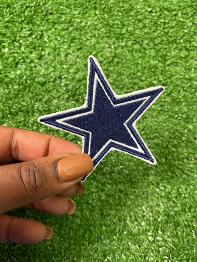 A set of Dallas Cowboys patches featuring the iconic star logo and the word cowboys. Perfect for customizing and showing off your Cowboys pride on jackets, trucker hats, or bags.