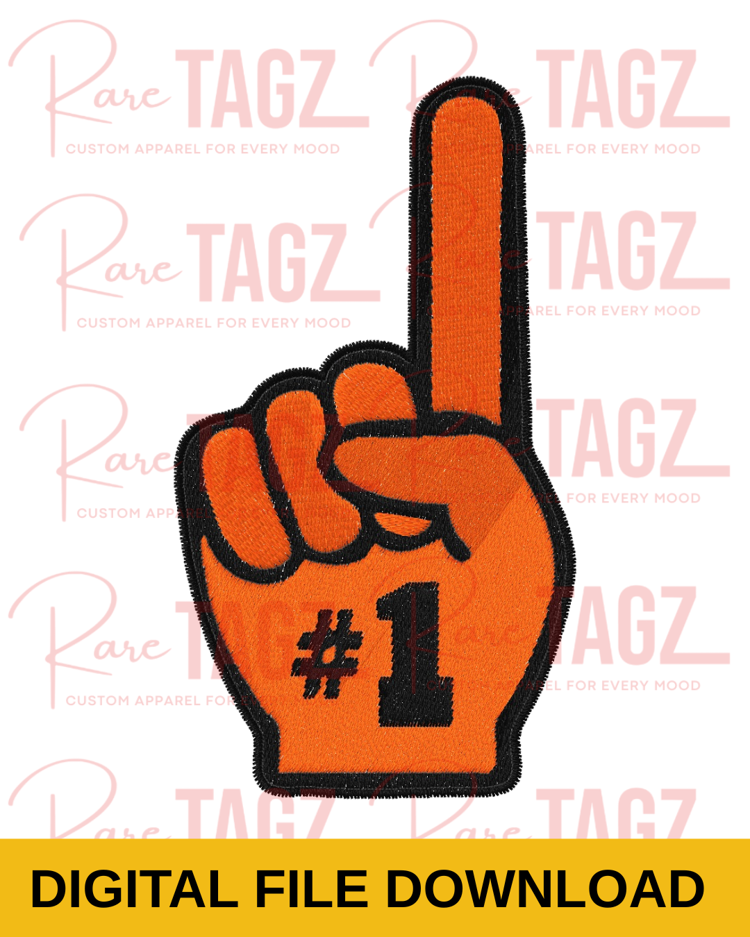 Number one foam finger machine embroidery design file for customizable team and game day projects