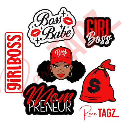 Girl Boss Embroidered Iron-on Patch Bundle Set - A collection of stylish patches featuring Girl Boss designs. Perfect for jackets, backpacks, and hats these high-quality embroidered patches are ideal for expressing pride and making a bold statement.