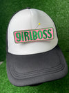 Embroidered iron-on patch that reads GIRLBOSS in bold, stylish green letters, perfect for adding an empowering touch to jackets, bags, or trucker hats.