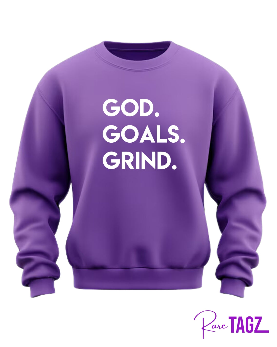 Cozy God Goals Grind sweatshirt with a bold motivational design for everyday wear. 