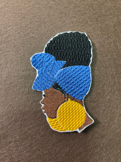 Natural Hair & Earrings Embroidered Iron-on Patch