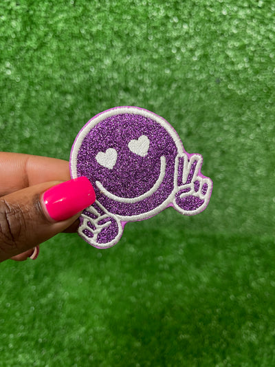 Smiley Face Glitter Iron-on Patch