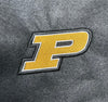 Purdue University iron on patch featuring the iconic P logo in bold black, gold, and white. colors. Ready to be applied to jackets, bags, or trucker hats.