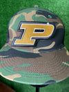 Purdue University iron on patch featuring the iconic P logo in bold black, gold, and white. colors. Ready to be applied to jackets, bags, or trucker hats.