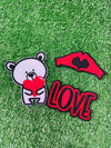 Beautifully embroidered heart hands patch, Love patch and a white bear holding a heart patch, perfect for adding a touch of love to jackets, bags, hats, and more.